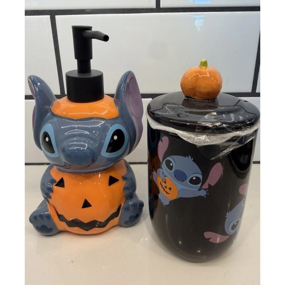 Disney Stitch Halloween Ceramic Soap & Jar Duo Set🎃 New!!
